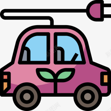 汽车循环能源线条色彩图标图标