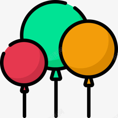 气球玩具气球气球显示4线颜色图标图标