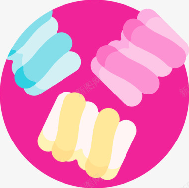 棉花糖甜点和糖果4个平的图标图标