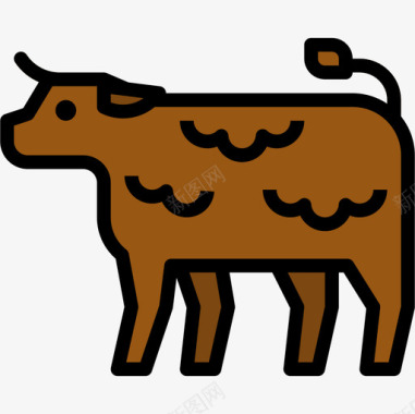 奶牛72号餐厅线性颜色图标图标