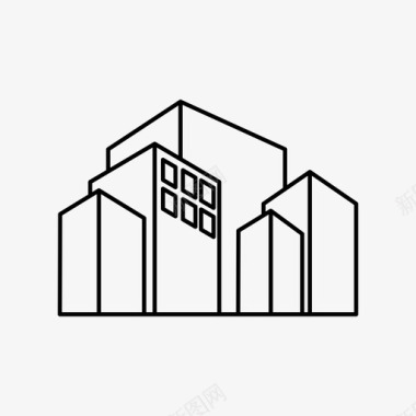 真实状态建筑和城市建筑物图标图标