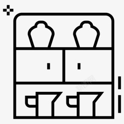 厨柜厨具厨柜厨具架整套室内线图标高清图片