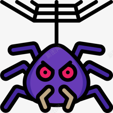 蜘蛛万圣节115线性颜色图标图标