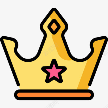 皇冠奖励徽章5线性颜色图标图标
