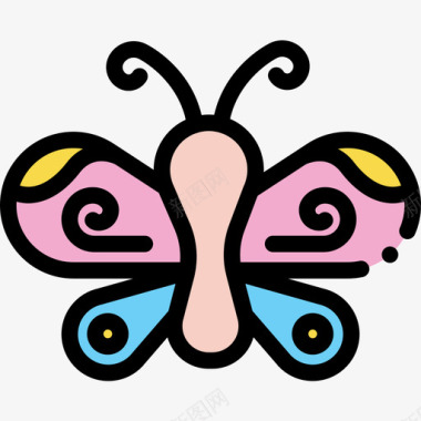 蝴蝶婴儿淋浴22线性颜色图标图标
