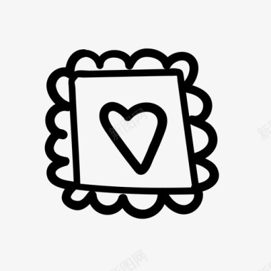 爱情邮票手绘心形图标图标