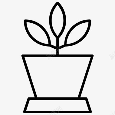 植物盆花盆园艺图标图标