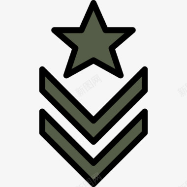 徽章军事元素2线性颜色图标图标