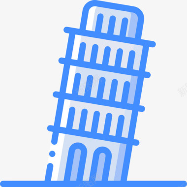 比萨地标和纪念碑4蓝色图标图标