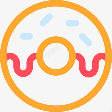甜甜圈咖啡店87线性颜色图标图标