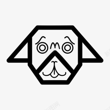 折纸哈巴狗动物狗图标图标