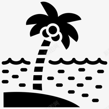 椰子树海滩岛图标图标