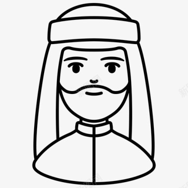 石膏人头像阿拉伯人阿凡达伊斯兰教人民图标图标