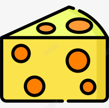 奶酪面包房97线性颜色图标图标