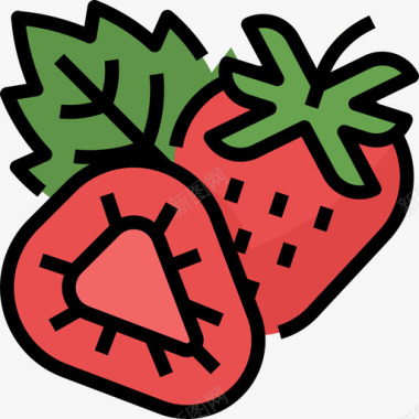 草莓健康食品31线形颜色图标图标