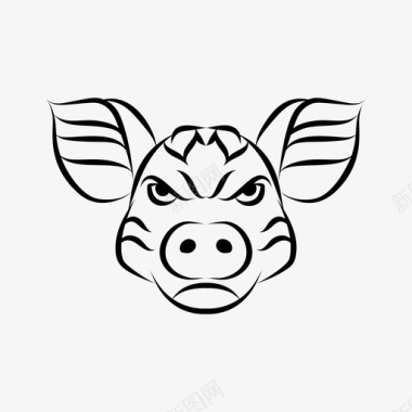 猪头动物吉祥物野生动物图标图标