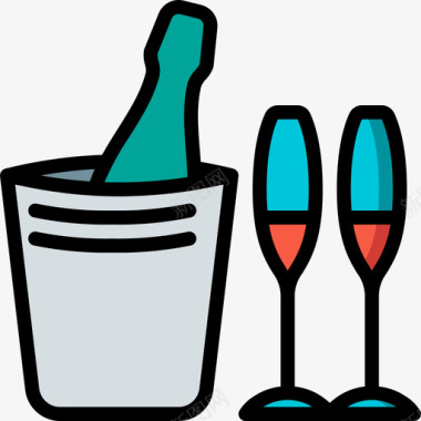 线性图标删除香槟赌博21线性颜色图标图标