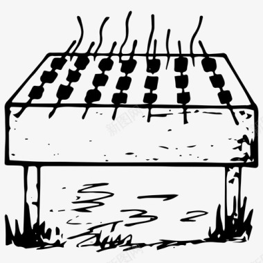 烧烤食物手绘图标图标