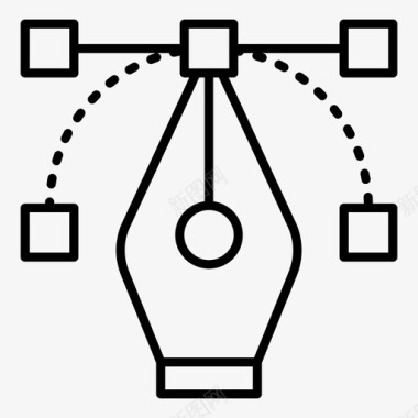 蓝紫色钢笔钢笔工具贝塞尔工具图标图标