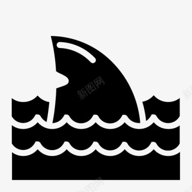 夏季鲨鱼攻击危险图标图标