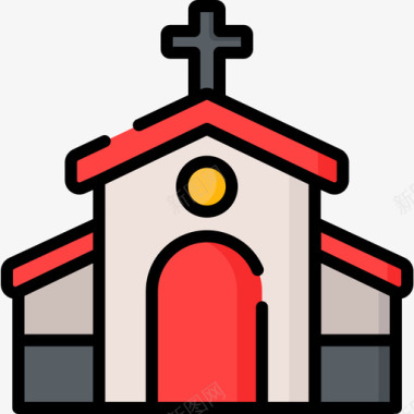 教堂精神11线条色彩图标图标