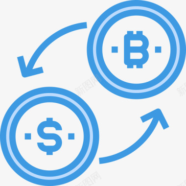 Exchange加密货币和比特币5蓝色图标图标