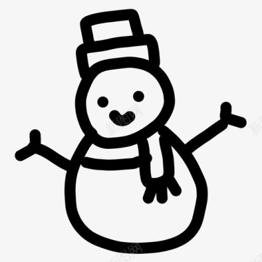 冬天雪人圣诞节涂鸦图标图标