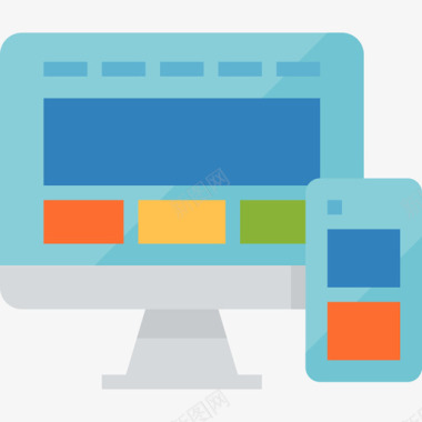 素材84响应式数字营销84扁平图标图标