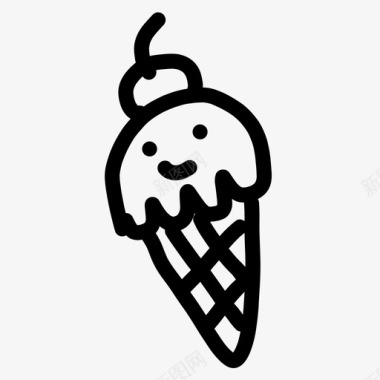冰淇淋筒甜点涂鸦图标图标