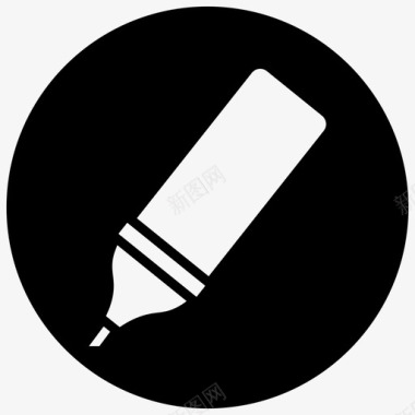 荧光笔文具用品黑色填充正面图标图标