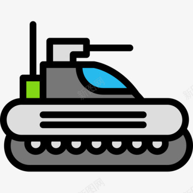 坦克军用27线性颜色图标图标