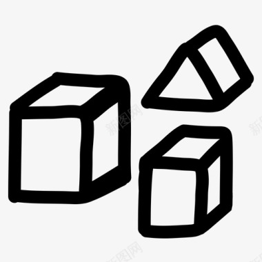 形状立方体涂鸦图标图标