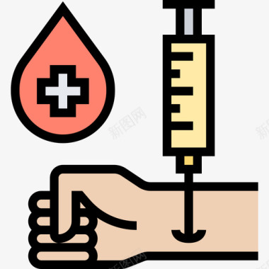黄金色背景医学检验献血29线色图标图标