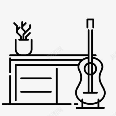 音乐室家具吉他图标图标