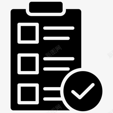 圆黑检查表剪贴板确认图标图标