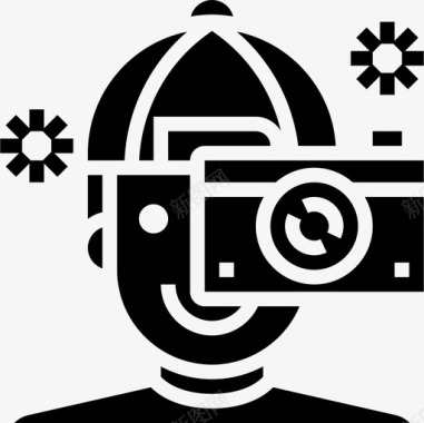 摄影师相机和配件5字形图标图标