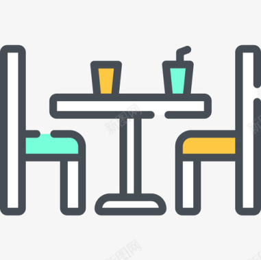 桌子咖啡厅100双色图标图标