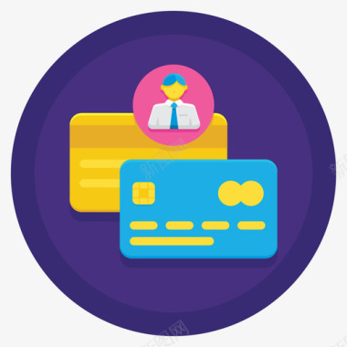 信用卡样机信用卡在线货币服务4扁平循环图标图标