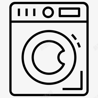 洗衣机家用电器家装线标集图标图标