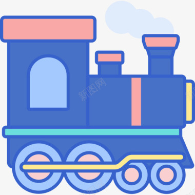蒸汽机车主题公园线条色彩图标图标