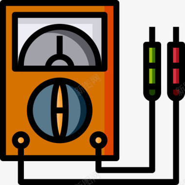 线性插画电压表建筑工具19线性颜色图标图标