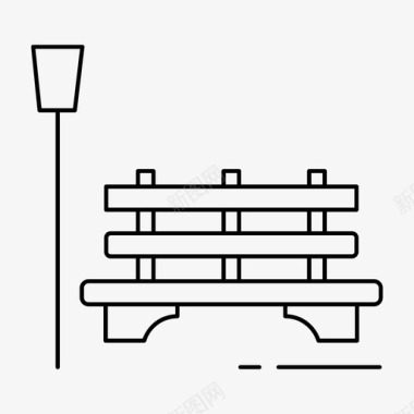 花园小路公园长凳花园图标图标