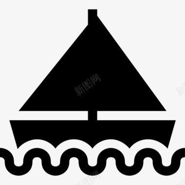 水纹波浪船海洋帆船图标图标