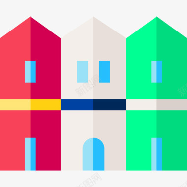 彩会建筑建筑与城市城市49平坦图标图标