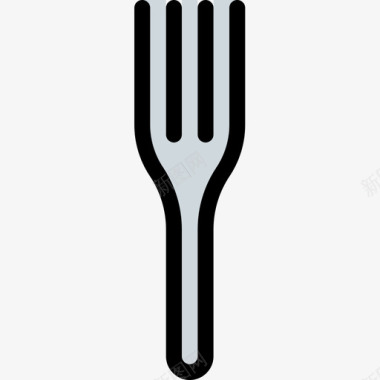 叉子厨房46线性颜色图标图标