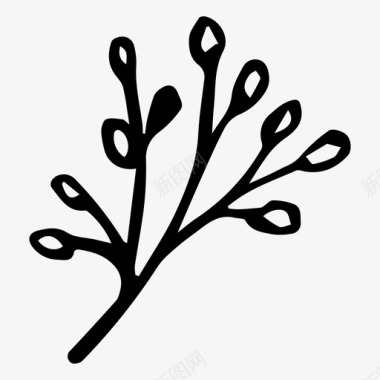 杉树枝植物树枝手绘图标图标