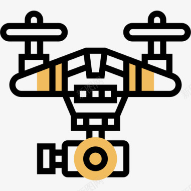无人机视频制作13黄色阴影图标图标