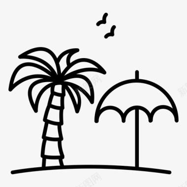 沙滩伞海边度假图标图标