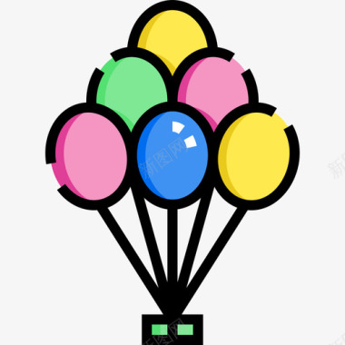 气球玩具气球气球巴西嘉年华19线性颜色图标图标
