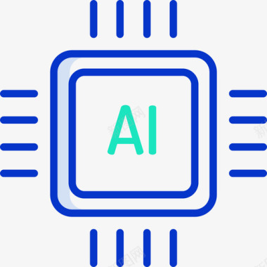 降低50芯片人工智能50轮廓颜色图标图标
